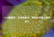 CSGO硝烟中，无杀敌提示，我们从未真正拥有敌人