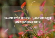 PUBG绝地求生透明小技巧，让你战场隐形的实用操作及透明度设置 *** 