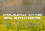 PUBG取消二级头显示引热议，隐蔽性升级还是策略失衡？附绝地求生二级头隐藏 *** 解析