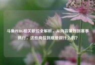斗鱼PUBG相关职位全解析，从内容策划到赛事执行，这些岗位到底是做什么的？