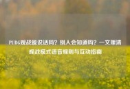 PUBG观战能说话吗？别人会知道吗？一文理清观战模式语音规则与互动指南