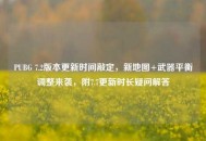 PUBG 7.2版本更新时间敲定，新地图+武器平衡调整来袭，附7.7更新时长疑问解答