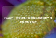 CSGO插刀，恶意搞事还是游戏另类调味剂？挂刀插件相关探讨