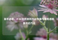 新手必看，PUBG游戏顺利开启步骤与葡萄酒瓶塞开启 *** 