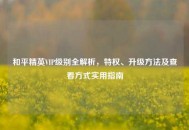 和平精英VIP级别全解析，特权、升级 *** 及查看方式实用指南