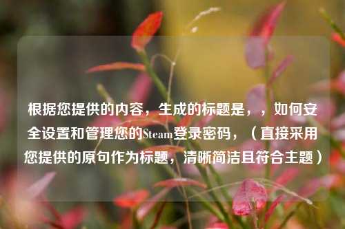 根据您提供的内容，生成的标题是，，如何安全设置和管理您的Steam登录密码，（直接采用您提供的原句作为标题，清晰简洁且符合主题）