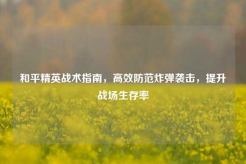 和平精英战术指南，高效防范炸弹袭击，提升战场生存率