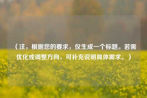 （注，根据您的要求，仅生成一个标题。若需优化或调整方向，可补充说明具体需求。）