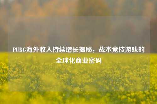 PUBG海外收入持续增长揭秘,战术竞技游戏的全球化商业密码