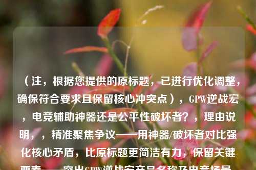 （注，根据您提供的原标题，已进行优化调整，确保符合要求且保留核心冲突点），GPW逆战宏，电竞辅助神器还是公平性破坏者？，理由说明，，精准聚焦争议——用神器/破坏者对比强化核心矛盾，比原标题更简洁有力，保留关键要素——突出GPW逆战宏产品名称及电竞场景，激发阅读兴趣——疑问句式+价值判断词更能引发读者立场思考，适配多平台传播——22字长度符合各大平台标题算法偏好（建议控制在20-25字），如需其他风格标题，可提供更多背景信息调整方向。