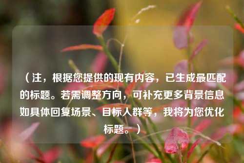 (注,根据您提供的现有内容,已生成最匹配的标题。若需调整方向,可补充更多背景信息如具体回复场景、目标人群等,我将为您优化标题。)