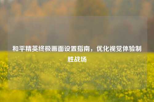 和平精英终极画面设置指南，优化视觉体验制胜战场