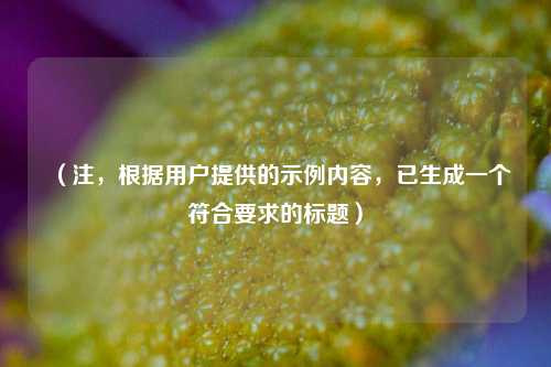 （注，根据用户提供的示例内容，已生成一个符合要求的标题）