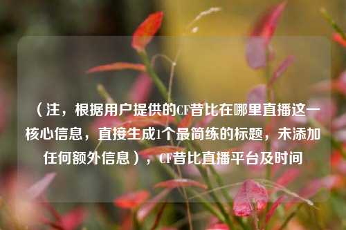 （注，根据用户提供的CF昔比在哪里直播这一核心信息，直接生成1个最简练的标题，未添加任何额外信息），CF昔比直播平台及时间