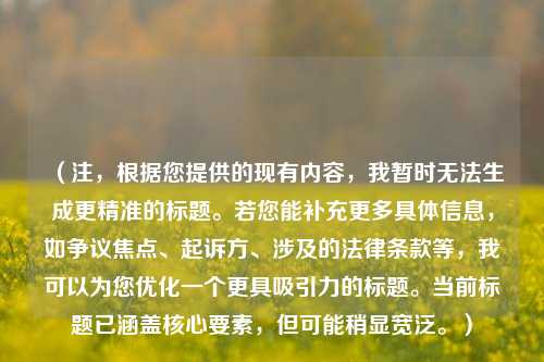 （注，根据您提供的现有内容，我暂时无法生成更精准的标题。若您能补充更多具体信息，如争议焦点、起诉方、涉及的法律条款等，我可以为您优化一个更具吸引力的标题。当前标题已涵盖核心要素，但可能稍显宽泛。）