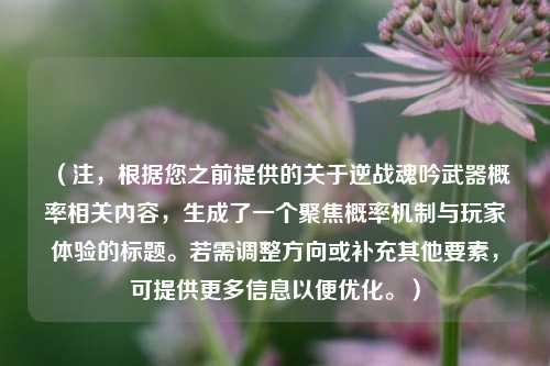 （注，根据您之前提供的关于逆战魂吟武器概率相关内容，生成了一个聚焦概率机制与玩家体验的标题。若需调整方向或补充其他要素，可提供更多信息以便优化。）