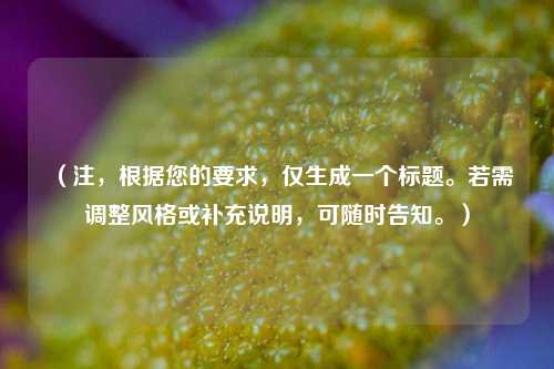 （注，根据您的要求，仅生成一个标题。若需调整风格或补充说明，可随时告知。）