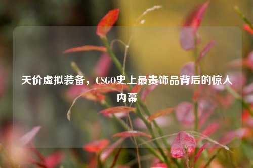 天价虚拟装备，CSGO史上最贵饰品背后的惊人内幕