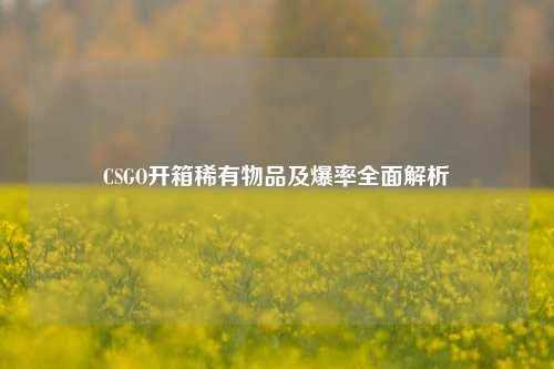 CSGO开箱稀有物品及爆率全面解析