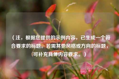 （注，根据您提供的示例内容，已生成一个符合要求的标题。若需其他风格或方向的标题，可补充具体内容要求。）