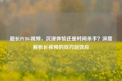 超长PUBG视频,沉浸体验还是时间杀手?深度解析长视频的双刃剑效应