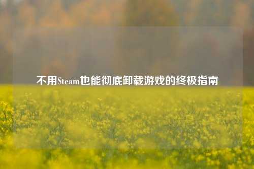 不用Steam也能彻底卸载游戏的终极指南