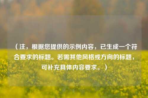 （注，根据您提供的示例内容，已生成一个符合要求的标题。若需其他风格或方向的标题，可补充具体内容要求。）