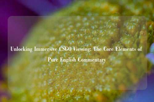 Unlocking Immersive CSGO Viewing: The Core Elements of Pure English Commentary