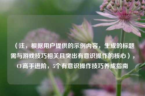 （注，根据用户提供的示例内容，生成的标题需与游戏技巧相关且突出有意识操作的核心），CF高手进阶，5个有意识操作技巧养成指南