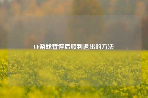 CF游戏暂停后顺利退出的 ***