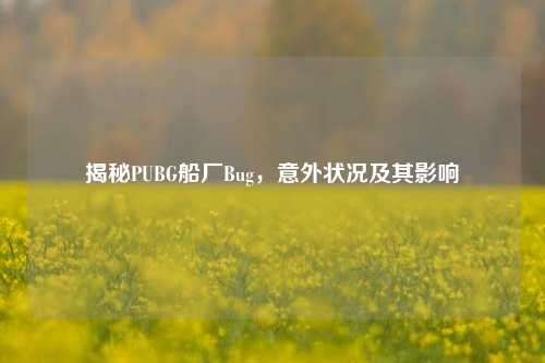 揭秘PUBG船厂Bug,意外状况及其影响