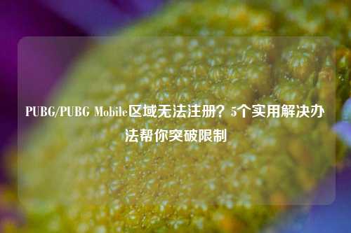 PUBG/PUBG Mobile区域无法注册？5个实用解决办法帮你突破限制
